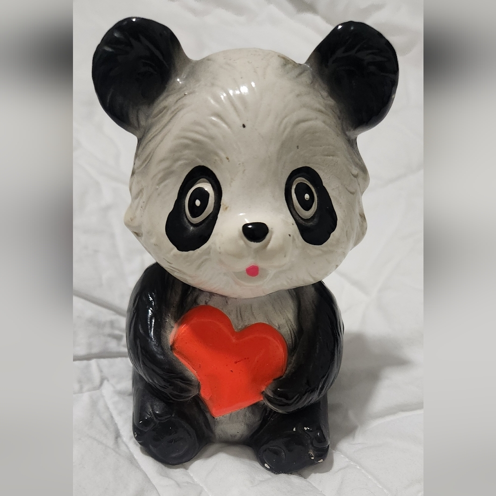 Vintage small panda with heart